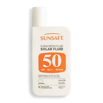 ضد آفتاب فلوئید سان سیف مدل Solar Fluid با SPF 50 مناسب پوست چرب تا مختلط وزن 55 گرم